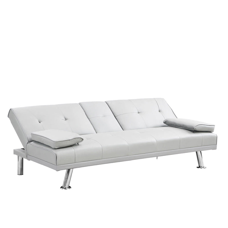 66.1" Multifunctional PVC Loveseat Sofa Bed with Wood Frame