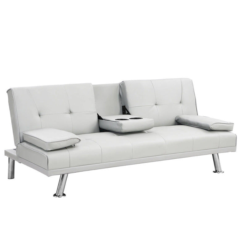 66.1" Multifunctional PVC Loveseat Sofa Bed with Wood Frame