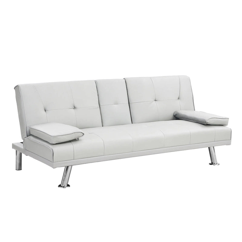 66.1" Multifunctional PVC Loveseat Sofa Bed with Wood Frame