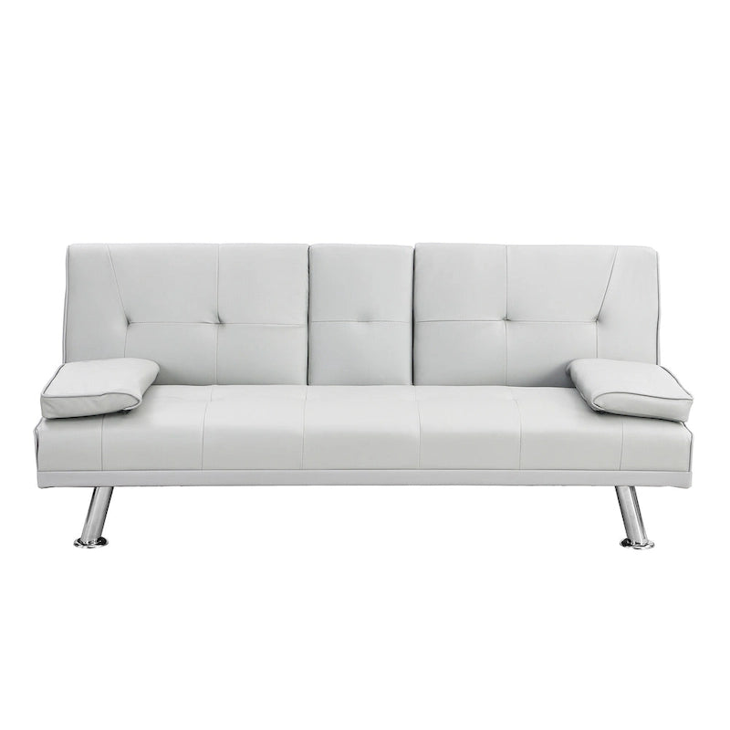 66.1" Multifunctional PVC Loveseat Sofa Bed with Wood Frame