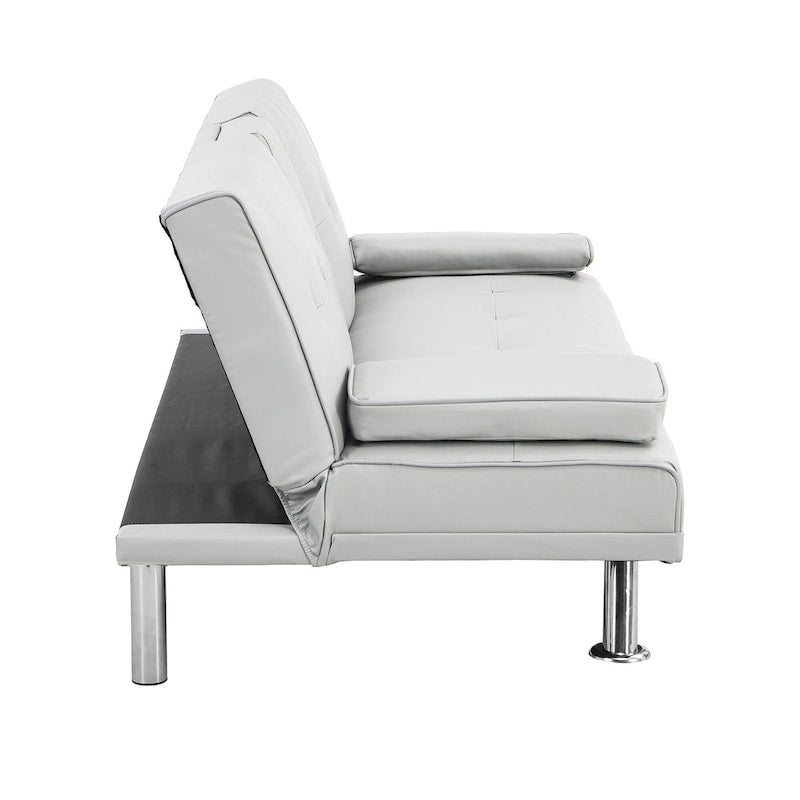 66.1" Multifunctional PVC Loveseat Sofa Bed with Wood Frame
