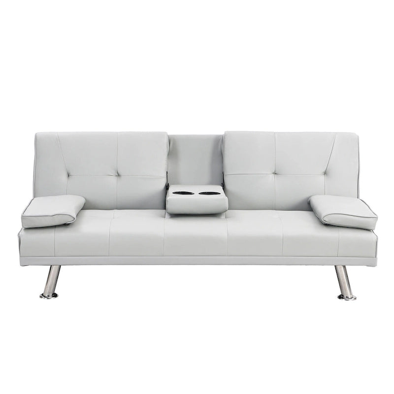 66.1" Multifunctional PVC Loveseat Sofa Bed with Wood Frame