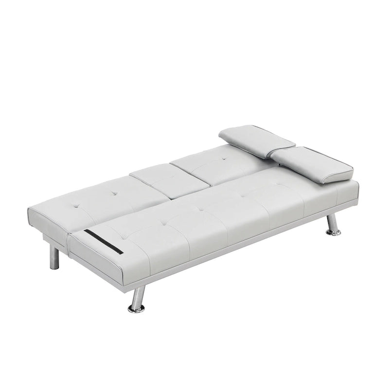 66.1" Multifunctional PVC Loveseat Sofa Bed with Wood Frame