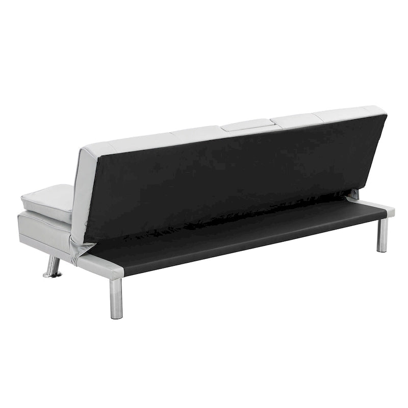66.1" Multifunctional PVC Loveseat Sofa Bed with Wood Frame