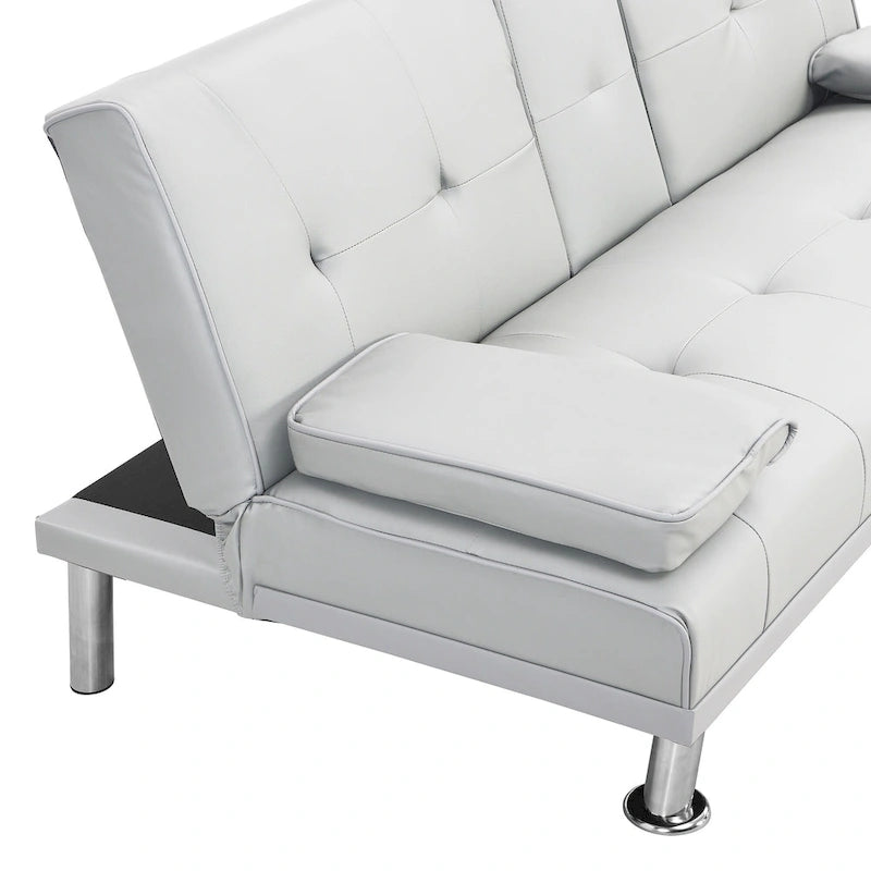66.1" Multifunctional PVC Loveseat Sofa Bed with Wood Frame