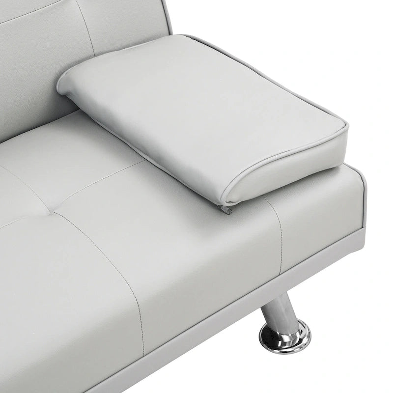 66.1" Multifunctional PVC Loveseat Sofa Bed with Wood Frame