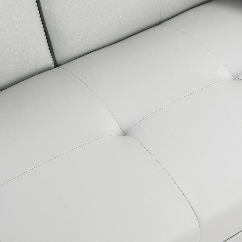 66.1" Multifunctional PVC Loveseat Sofa Bed with Wood Frame