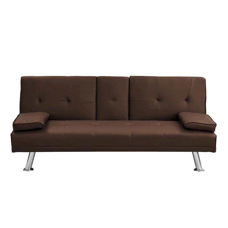 66.1" Multifunctional PVC Loveseat Sofa Bed with Wood Frame