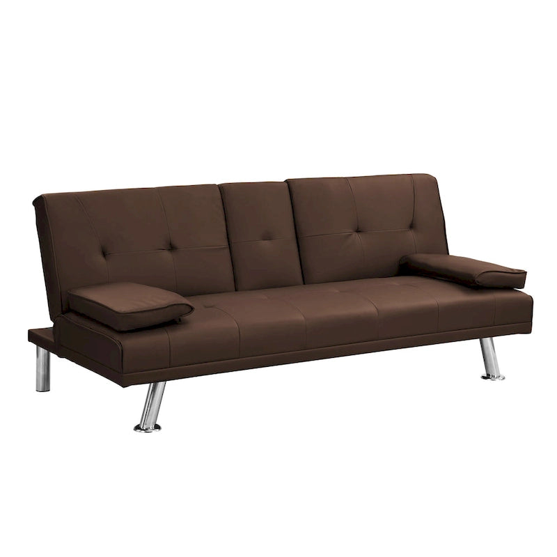 66.1" Multifunctional PVC Loveseat Sofa Bed with Wood Frame
