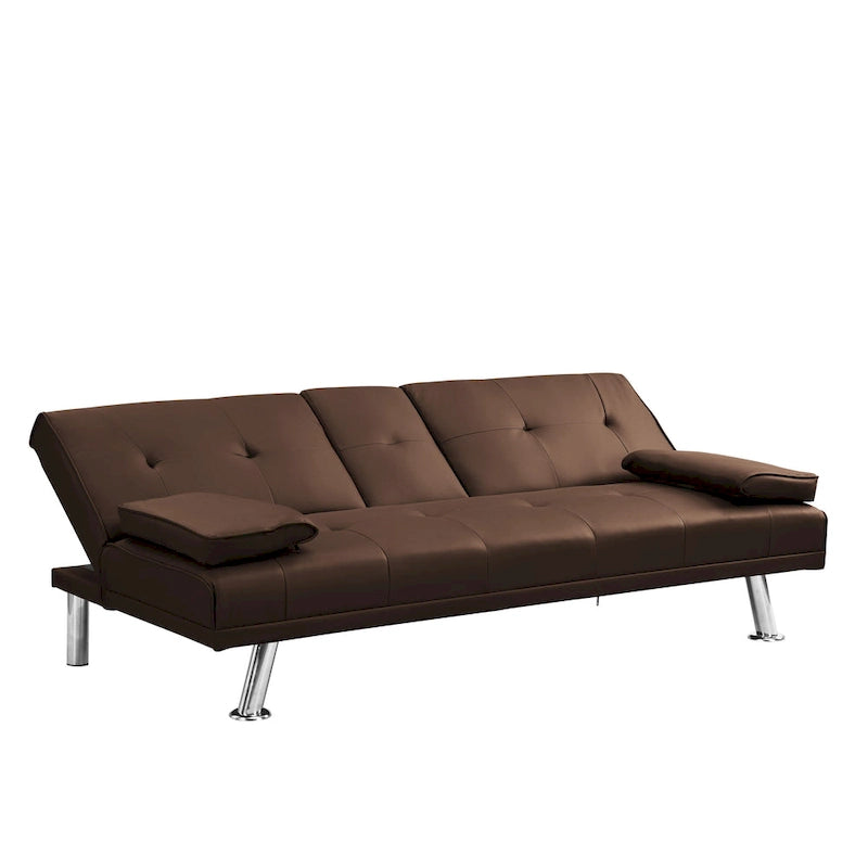 66.1" Multifunctional PVC Loveseat Sofa Bed with Wood Frame