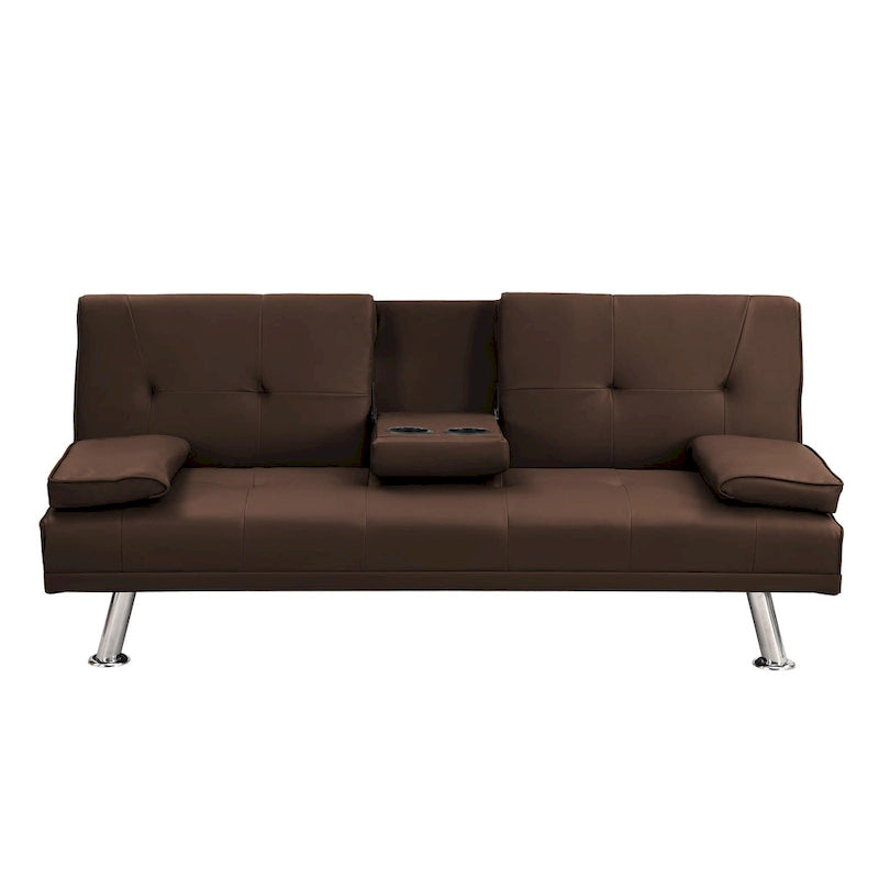 66.1" Multifunctional PVC Loveseat Sofa Bed with Wood Frame