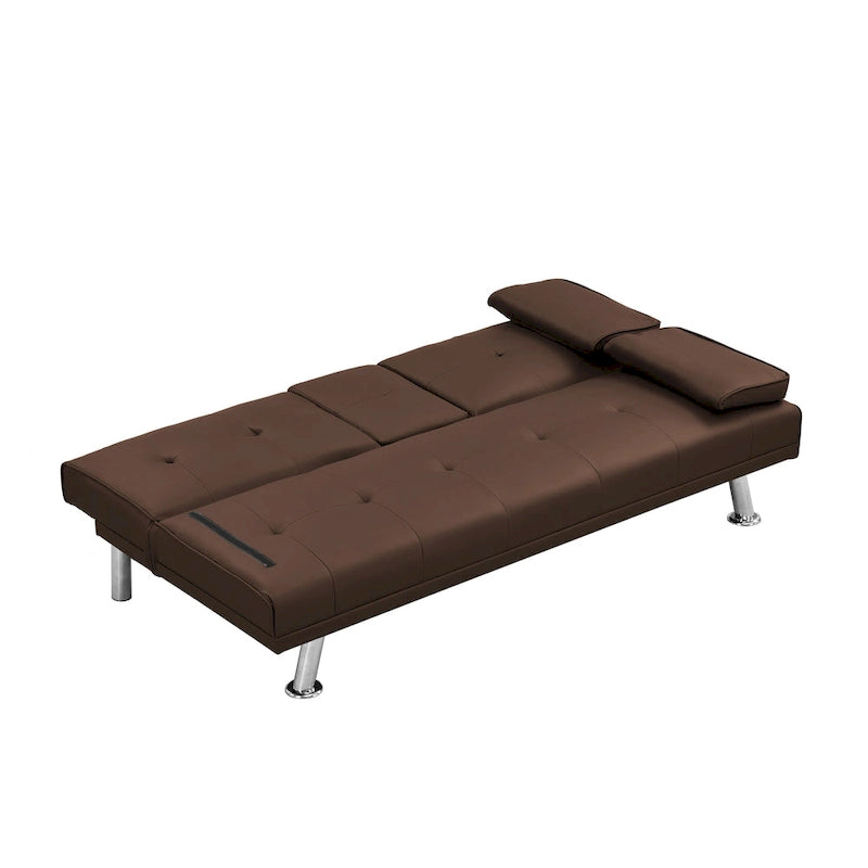 66.1" Multifunctional PVC Loveseat Sofa Bed with Wood Frame