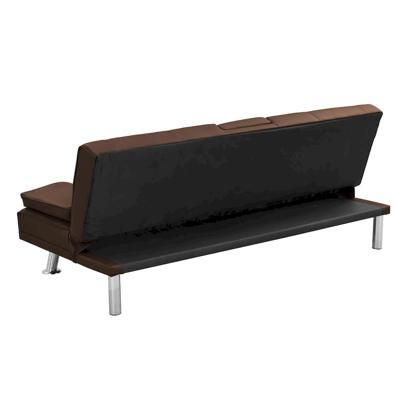 66.1" Multifunctional PVC Loveseat Sofa Bed with Wood Frame
