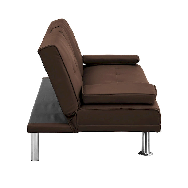 66.1" Multifunctional PVC Loveseat Sofa Bed with Wood Frame