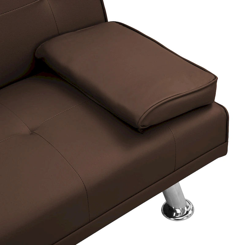 66.1" Multifunctional PVC Loveseat Sofa Bed with Wood Frame