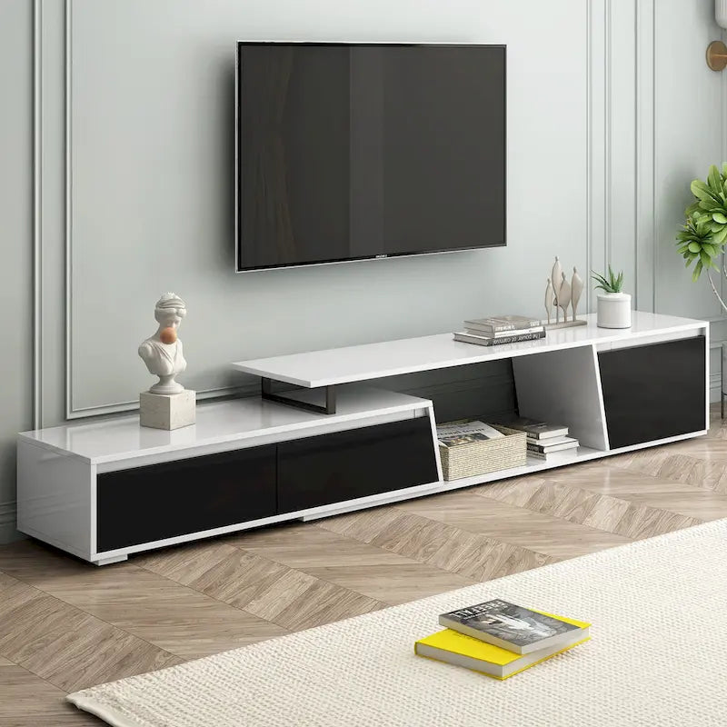 White Modern Extendable TV Stand for 100 TVs