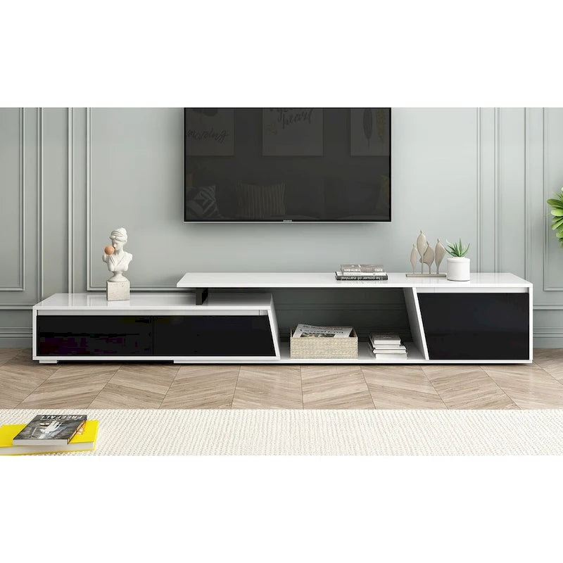 White Modern Extendable TV Stand for 100 TVs
