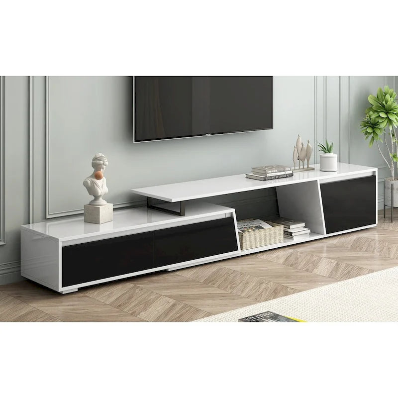 White Modern Extendable TV Stand for 100 TVs