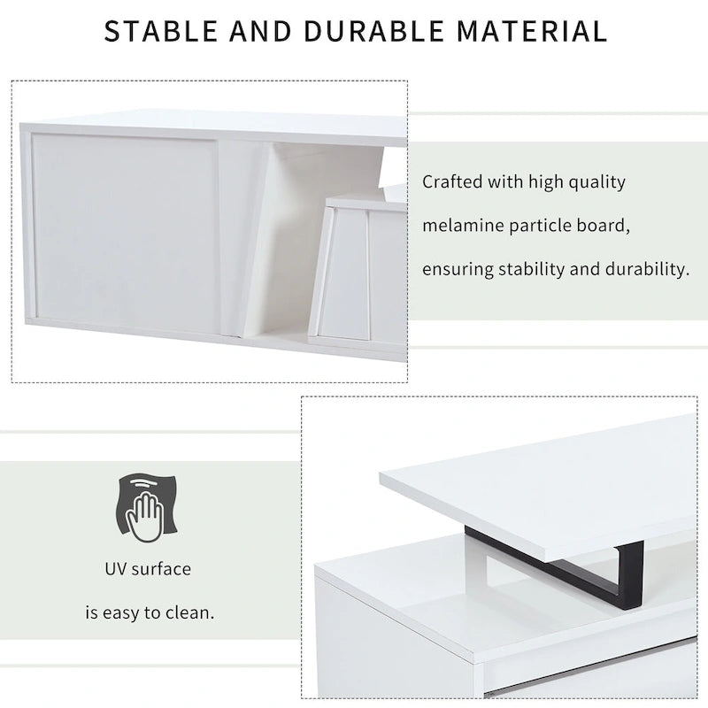 White Modern Extendable TV Stand for 100 TVs