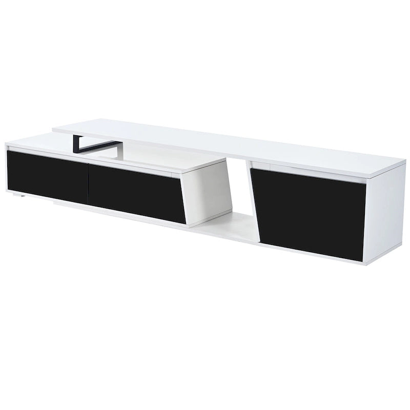 Meuble TV extensible moderne blanc pour téléviseurs de 100 pouces