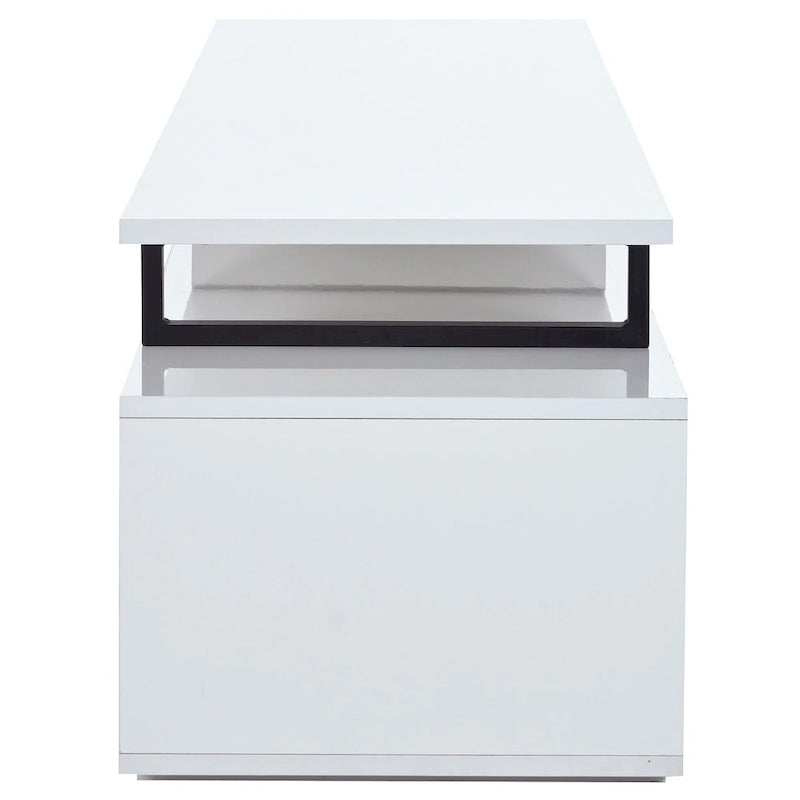 Meuble TV extensible moderne blanc pour téléviseurs de 100 pouces