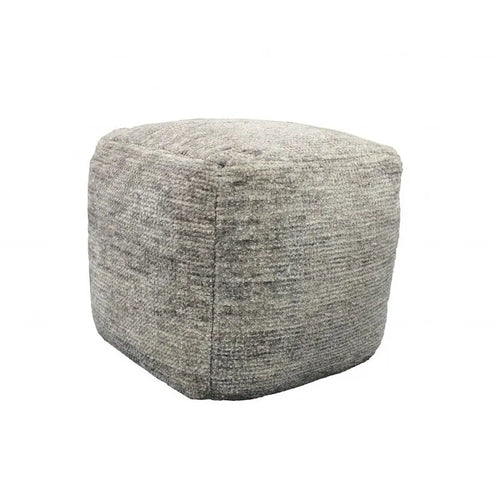 18" Gray Wool Cube Pouf Ottoman