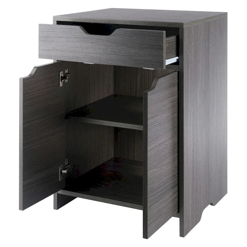 Meuble de rangement à deux étagères avec tiroir - 26.25 - Gris anthracite