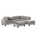 Modern L-Shape Sectional Sofa with Storage Ottoman, Reversible Chaise, Two Pillows, and Cup Holder