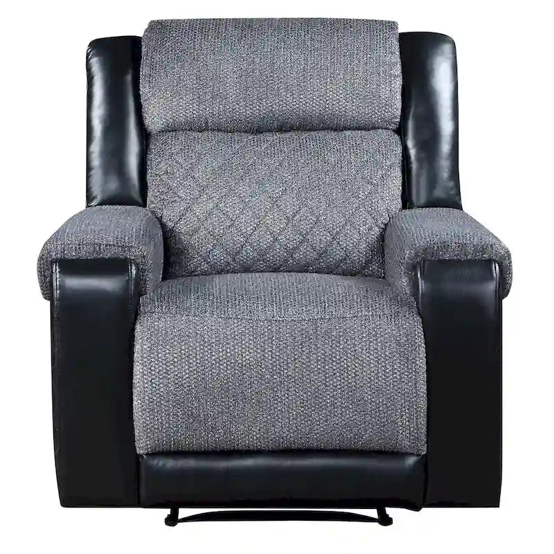 39 Black and Gray Faux Leather & Fabric Manual Recliner