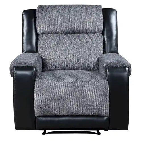 39 Black and Gray Faux Leather & Fabric Manual Recliner