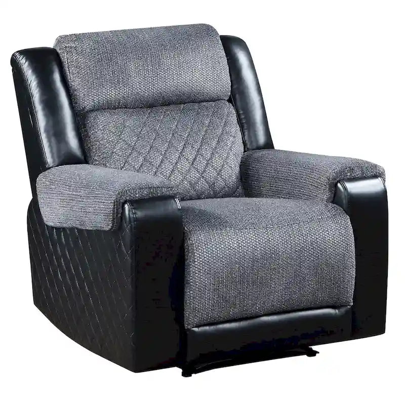 39 Black and Gray Faux Leather & Fabric Manual Recliner