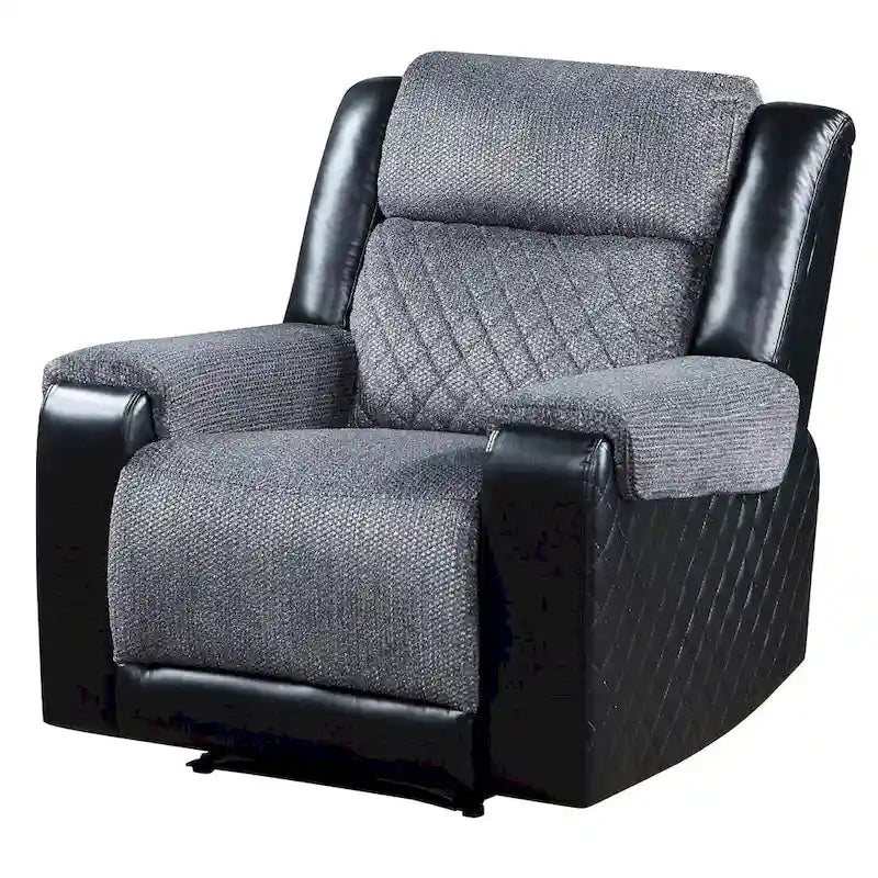 39 Black and Gray Faux Leather & Fabric Manual Recliner