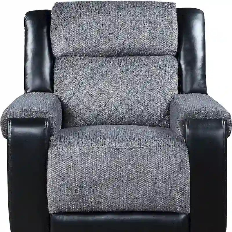 39 Black and Gray Faux Leather & Fabric Manual Recliner
