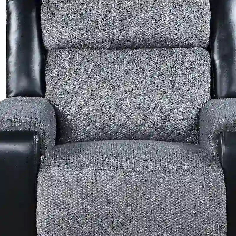 39 Black and Gray Faux Leather & Fabric Manual Recliner