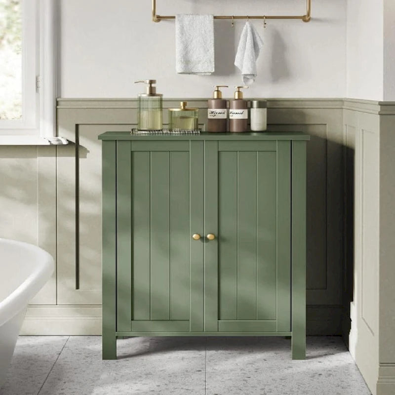 Forest Green Bathroom Storage Cabinet with Adjustable Shelves - 11.8D x 23.6W x 31.5H