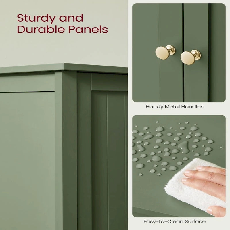 Forest Green Bathroom Storage Cabinet with Adjustable Shelves - 11.8D x 23.6W x 31.5H