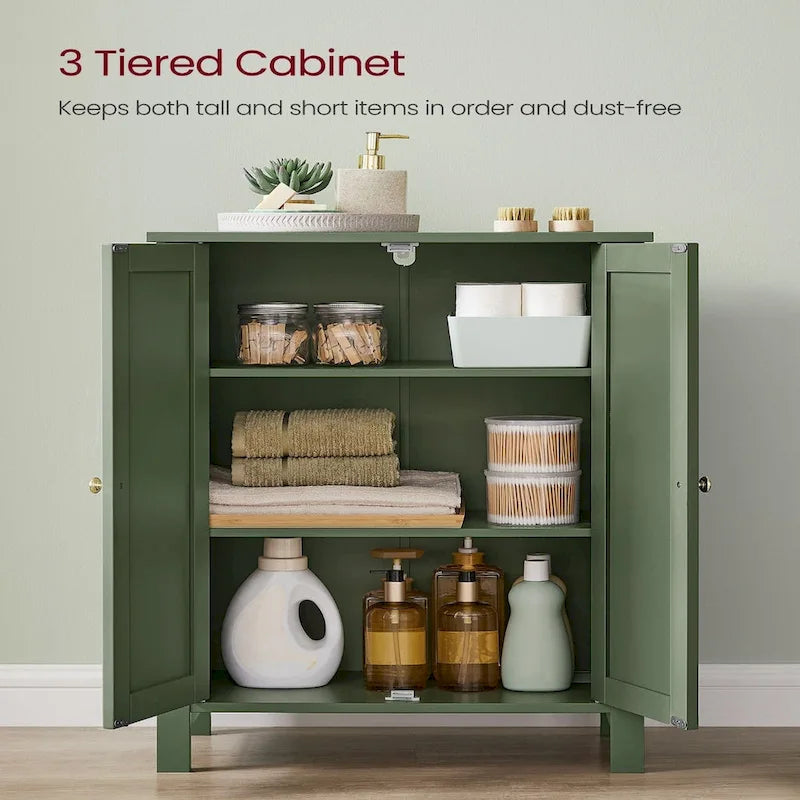 Forest Green Bathroom Storage Cabinet with Adjustable Shelves - 11.8D x 23.6W x 31.5H