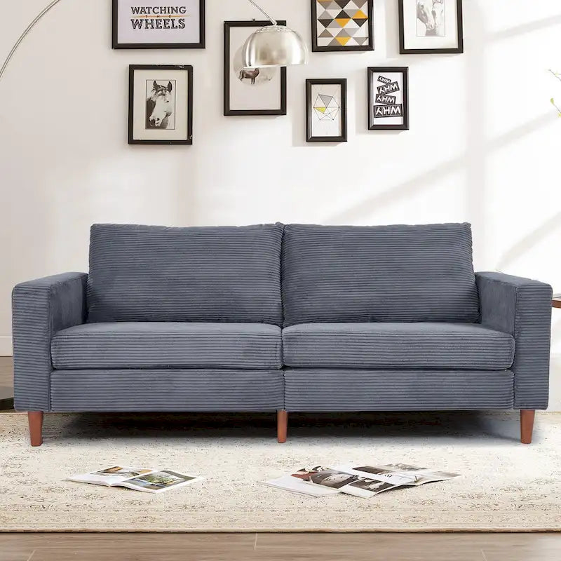 82.68 in. Mid-Century Modern Rectangle 2-Seater Loveseat with Square Arm
