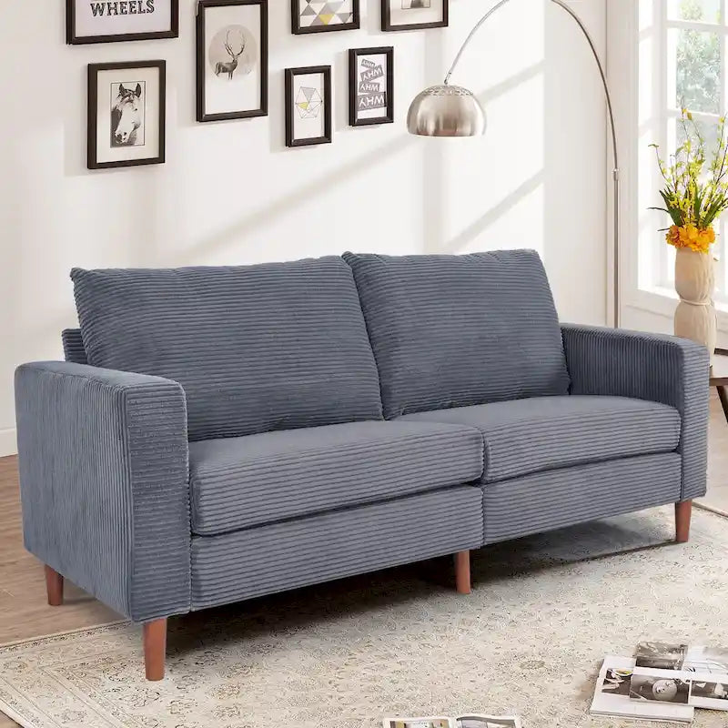 82.68 in. Mid-Century Modern Rectangle 2-Seater Loveseat with Square Arm