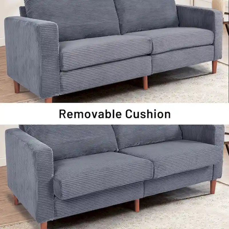 82.68 in. Mid-Century Modern Rectangle 2-Seater Loveseat with Square Arm