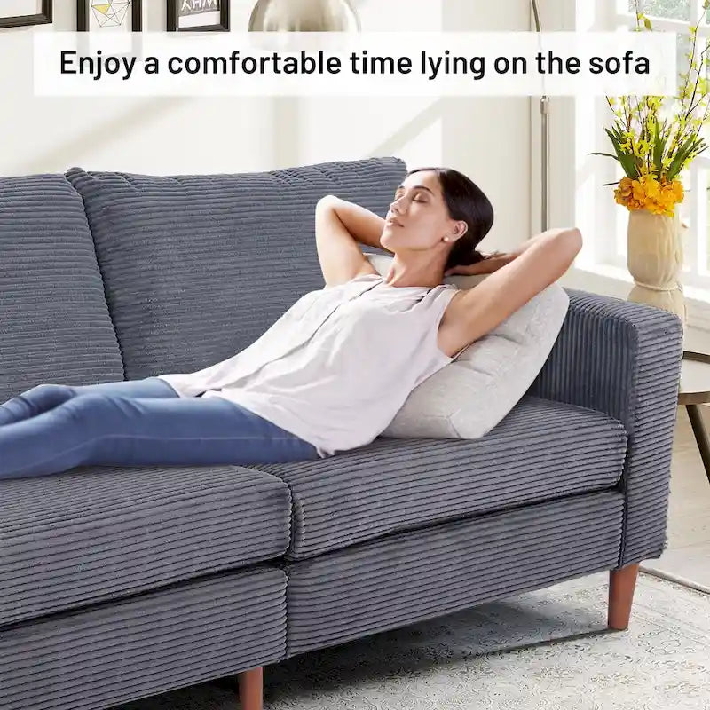 82.68 in. Mid-Century Modern Rectangle 2-Seater Loveseat with Square Arm