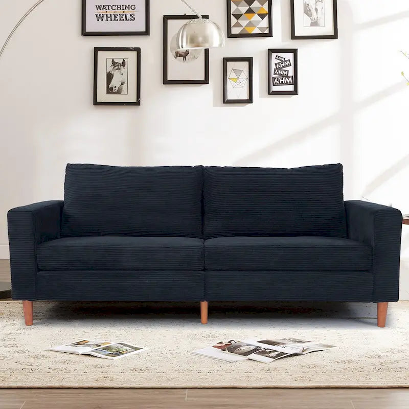 82.68 in. Mid-Century Modern Rectangle 2-Seater Loveseat with Square Arm