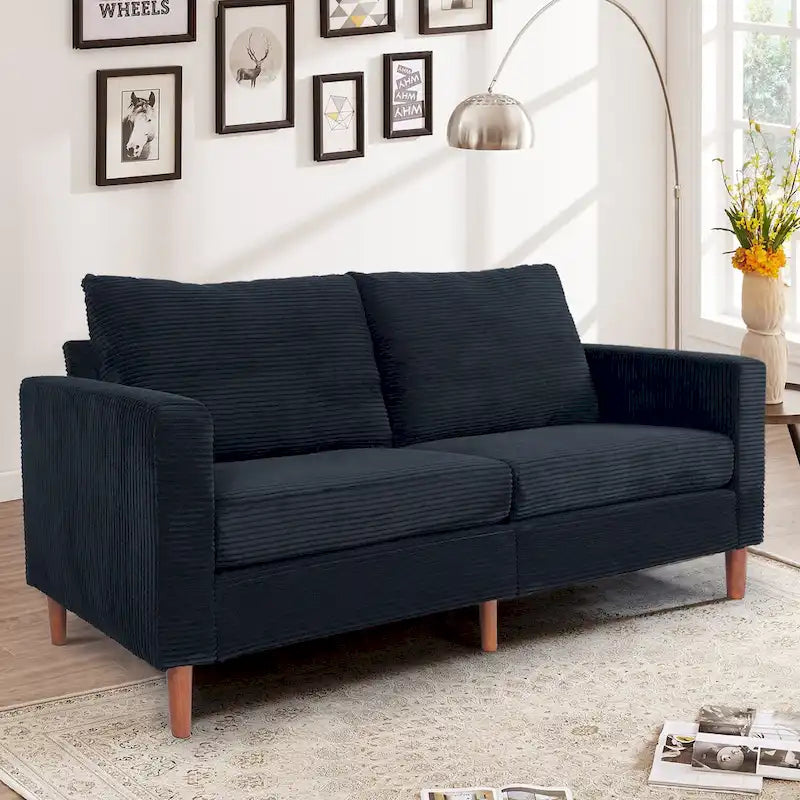 82.68 in. Mid-Century Modern Rectangle 2-Seater Loveseat with Square Arm