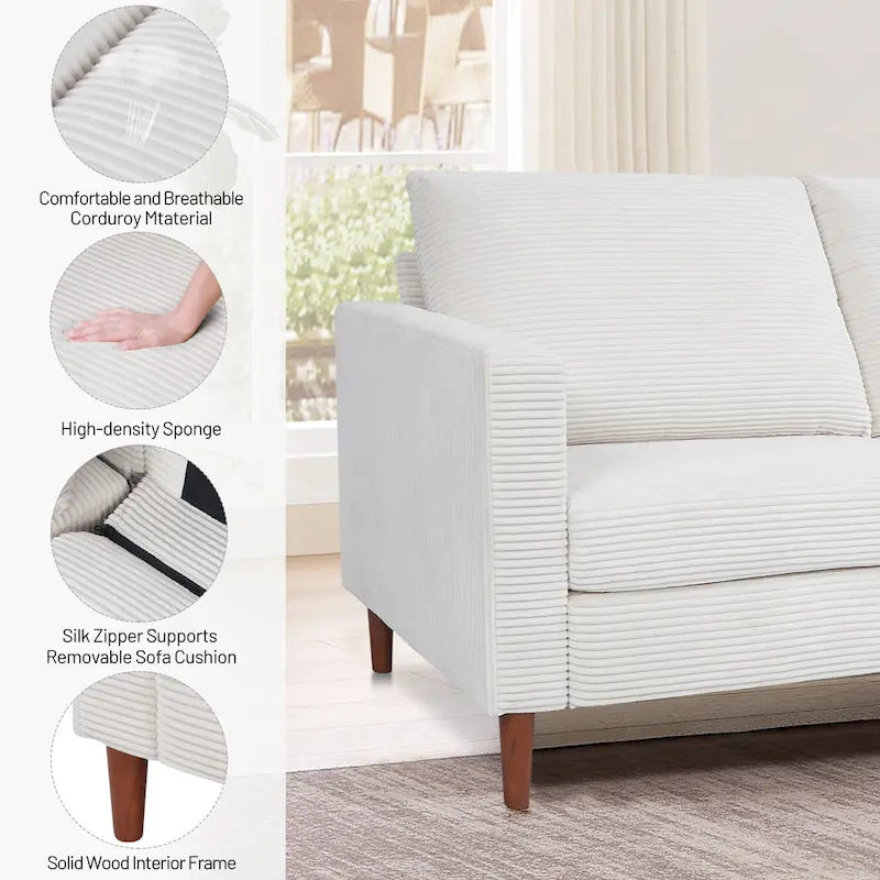 82.68 in. Mid-Century Modern Rectangle 2-Seater Loveseat with Square Arm