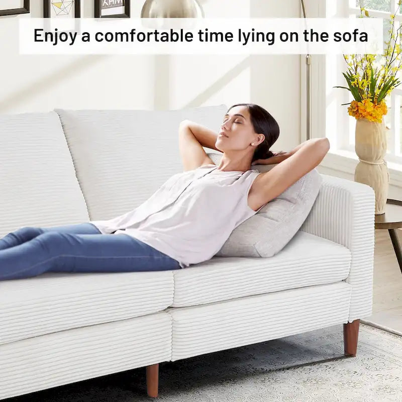 82.68 in. Mid-Century Modern Rectangle 2-Seater Loveseat with Square Arm