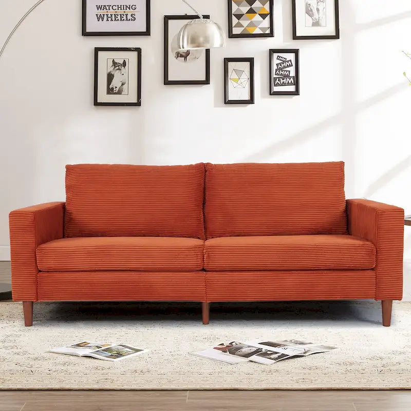 82.68 in. Mid-Century Modern Rectangle 2-Seater Loveseat with Square Arm