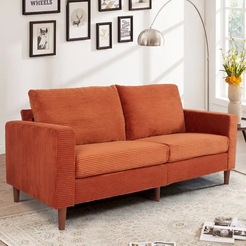 82.68 in. Mid-Century Modern Rectangle 2-Seater Loveseat with Square Arm