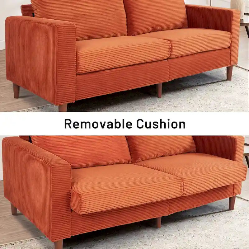 82.68 in. Mid-Century Modern Rectangle 2-Seater Loveseat with Square Arm