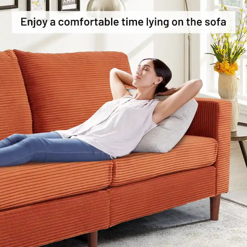 82.68 in. Mid-Century Modern Rectangle 2-Seater Loveseat with Square Arm