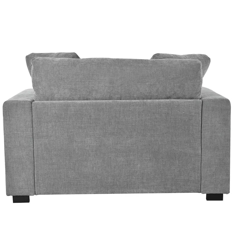 Gray Modern 53.5 Chaise Lounge Chair with Solid Wood Legs and Pillows for Living Room